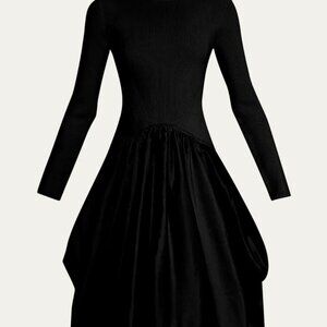 Simkhai Kenlie ribbed-knit and taffeta midi dress, Size XS